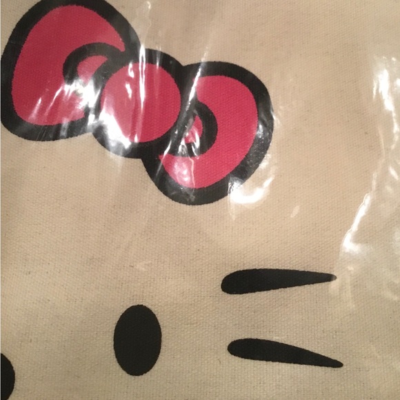 🆕 🩷🖤🩷 Canvas Tote / Hello Kitty Print / Two Black Straps / Zipper / HotPink - Picture 8 of 14